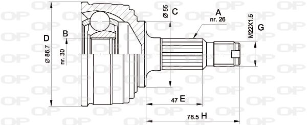 OPEN PARTS Nivelsarja, vetoakseli CVJ5245.10